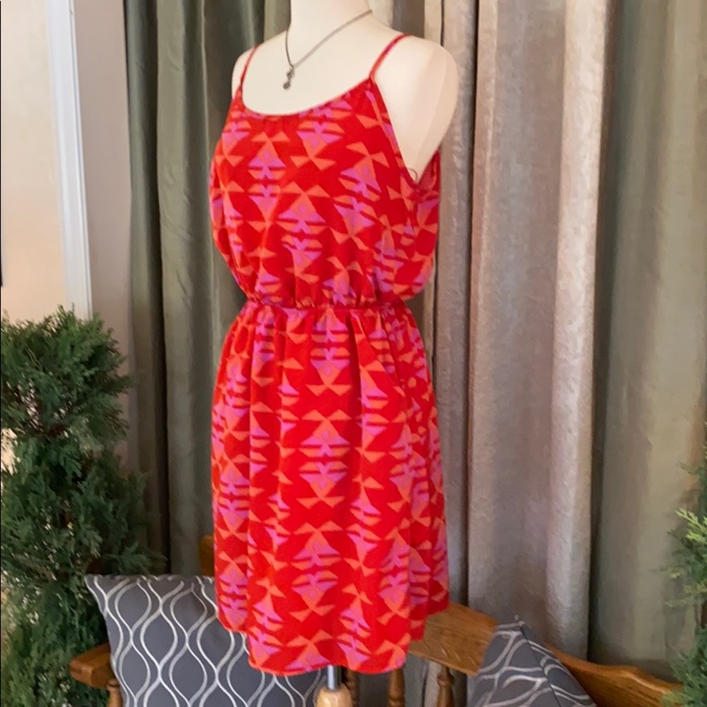 Ellie Spaghetti Strap Fit Flare Aztec Print Dress - Picture 6 of 15